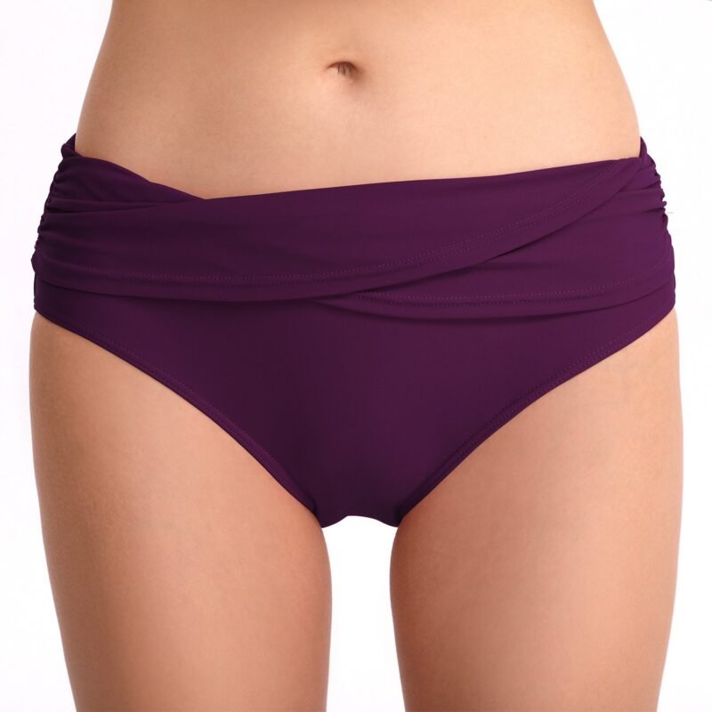 New European and American - Style Women's Triangle Swim Trunks - Solid Color, Sexy, Butt - Lifting, Slimming, Pleated, Mid - Rise（ DS30）
