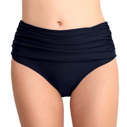 Wholesale High - Waisted Elastic Pleated Conservative Triangle Swim Trunks for Women（ DS28）