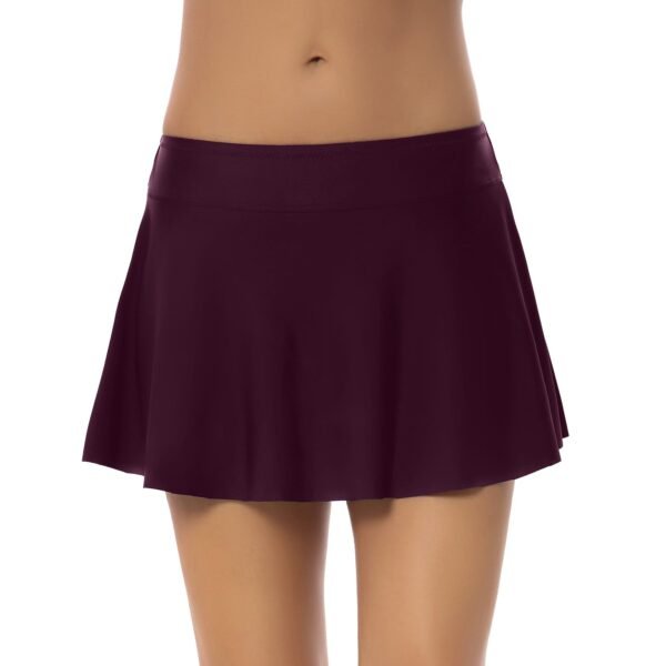 European and American Women's Solid - Color Simple Swimwear Set: Swim Trunks & Swim Skirt（ DS32） - 图片 4