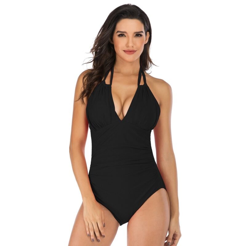 border European and American Women's One - Piece Swimsuit - Slimming, Conservative Halter Neck Swimwear（ DS40）