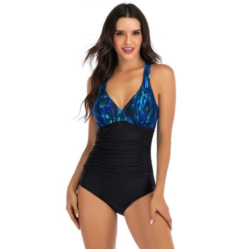 In - Stock European and American One - Piece Swimsuit for Women - Half - Body Floral Print, Sexy and Conservative Design（ HS18110A）