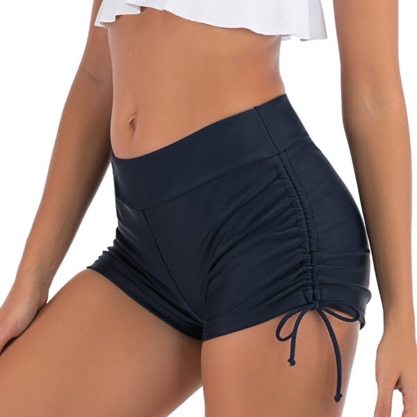 European & American High - Waisted Elastic Swim Trunks - Solid - Color Beach Swimwear（ DS143） - 图片 7