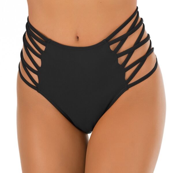Women's High - Waisted Swim Trunks - Sexy, Hip - Lifting, Solid - Color, Pleated Design（ DS5001） - 图片 4