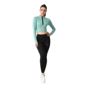 Women's Style Semi - Zip Perforated Racerback Yoga Jacket - Naked - Feel, Breathable（ ENY098）