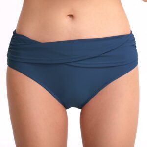 New European and American - Style Women's Triangle Swim Trunks - Solid Color, Sexy, Butt - Lifting, Slimming, Pleated, Mid - Rise（ DS30）