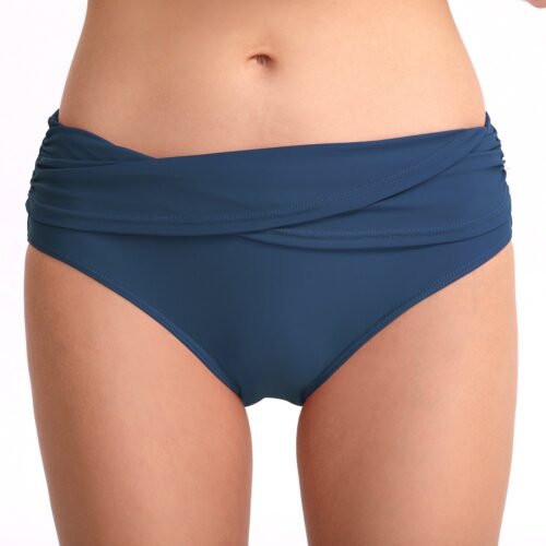 New European and American - Style Women's Triangle Swim Trunks - Solid Color, Sexy, Butt - Lifting, Slimming, Pleated, Mid - Rise（ DS30）