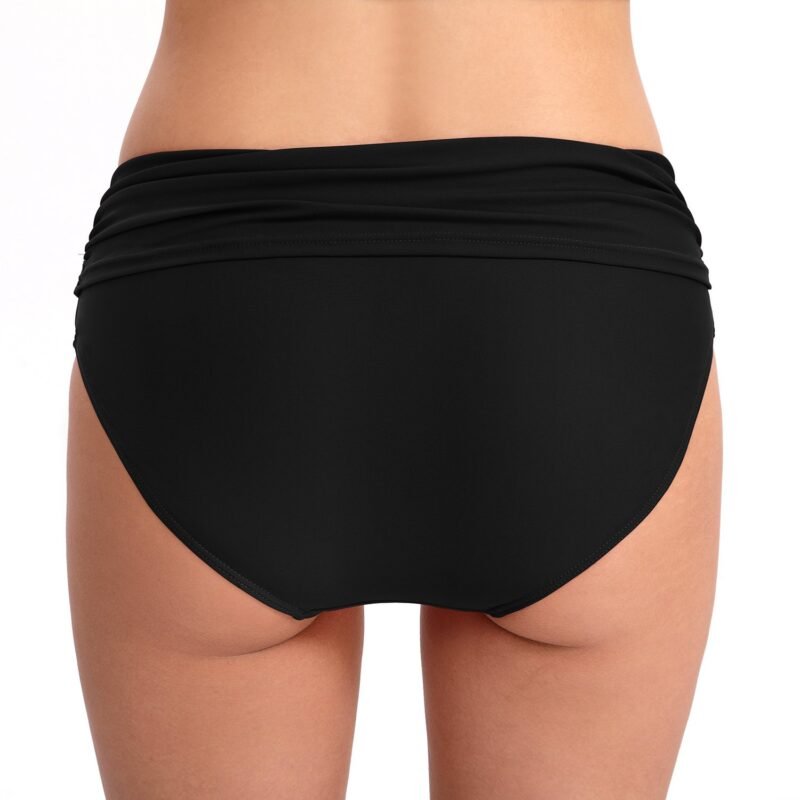 New European and American - Style Women's Triangle Swim Trunks - Solid Color, Sexy, Butt - Lifting, Slimming, Pleated, Mid - Rise（ DS30）