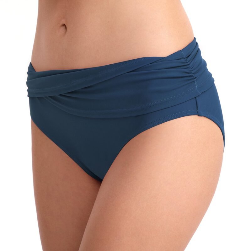 New European and American - Style Women's Triangle Swim Trunks - Solid Color, Sexy, Butt - Lifting, Slimming, Pleated, Mid - Rise（ DS30）