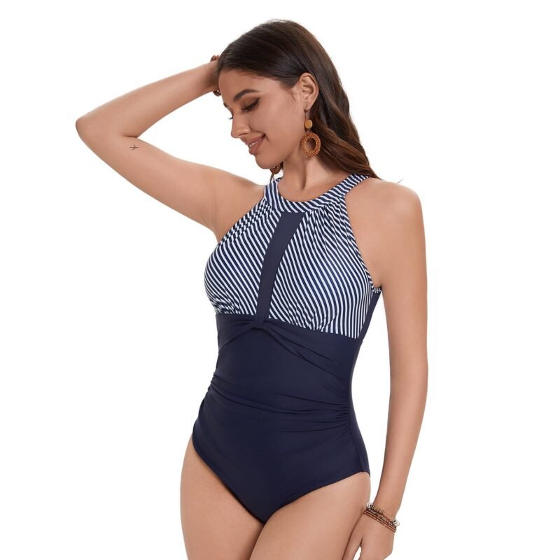 Women's European & American Solid - Color Halter One - Piece Swimsuit - Triangle Style Swimwear（ DS109）