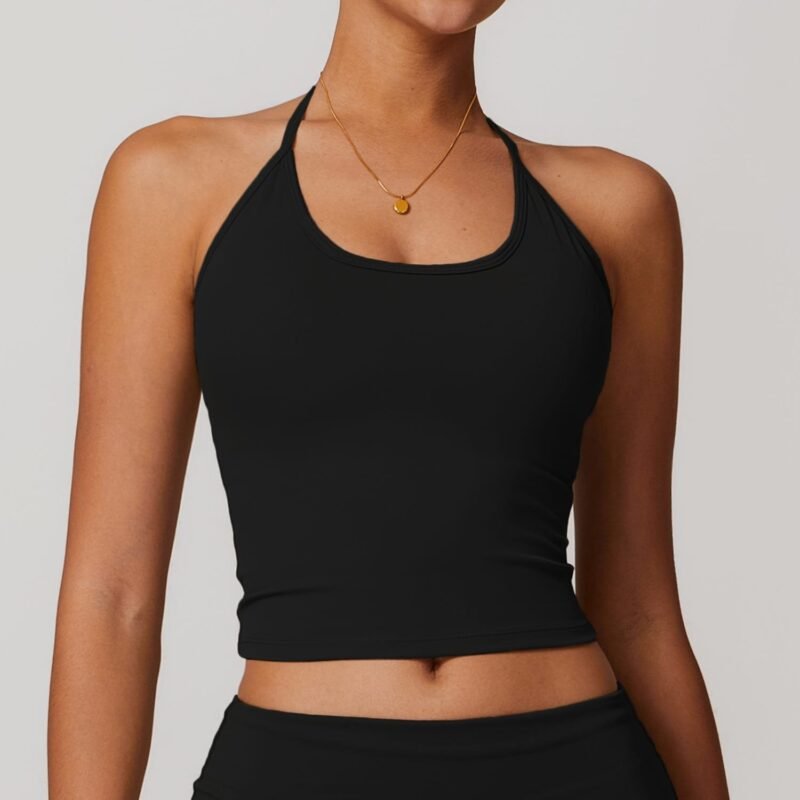 Strappy Halter Yoga Tank with Bra Pads - Slim & Quick - Dry for Women （8791）