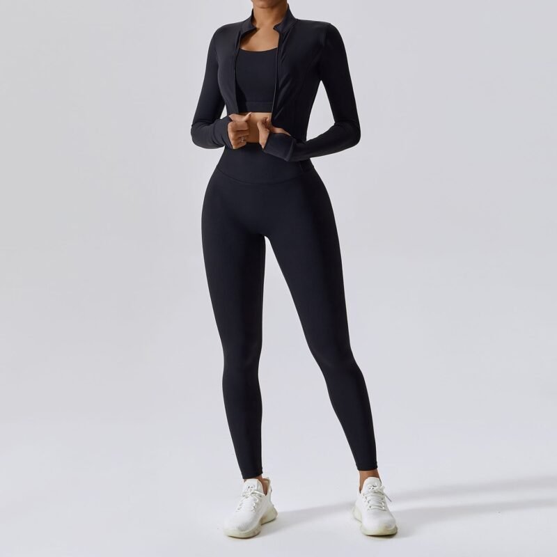 Cloud-Feel Outdoor Tight Yoga Set - 3-Piece Moisture-Wicking Fitness Wear for Women (TZ8047)