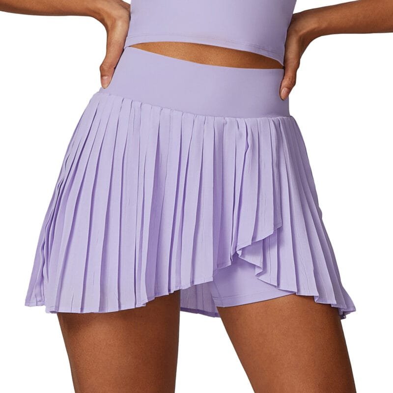 Abundant Stock! Casual Pleated Sports Mini Skirt for Women - Faux Two - Piece8600