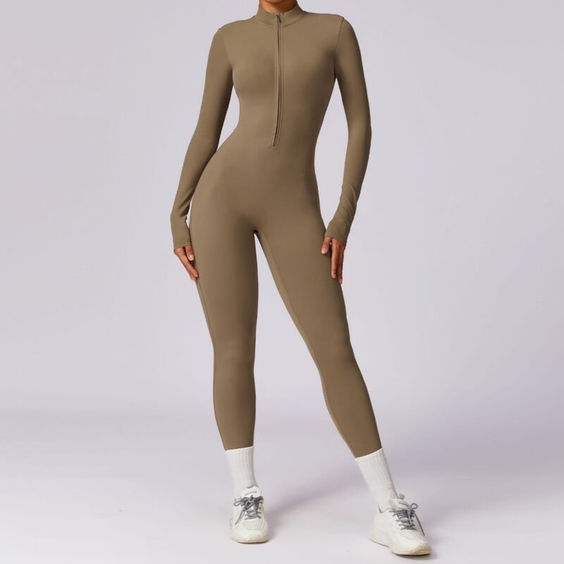 Women's Nude Feel Long Sleeve Zipper Yoga Romper | High-Intensity Activewear for Fitness & Workout（8306）