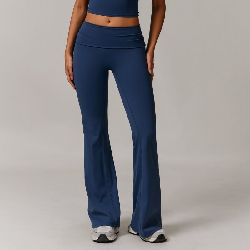 Women's Eco - Friendly Recycled Fold - Over High - Waisted Yoga Pants: Flared Running & Casual Versatile Trousers 8998