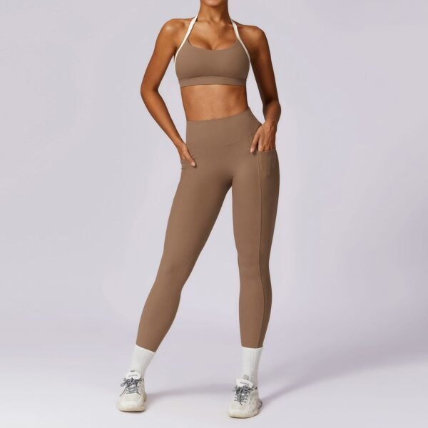 Cloud-Feel Tight Yoga Set - Women's Long-Sleeve Top & Pants for Spring Fitness 8605 - 图片 2