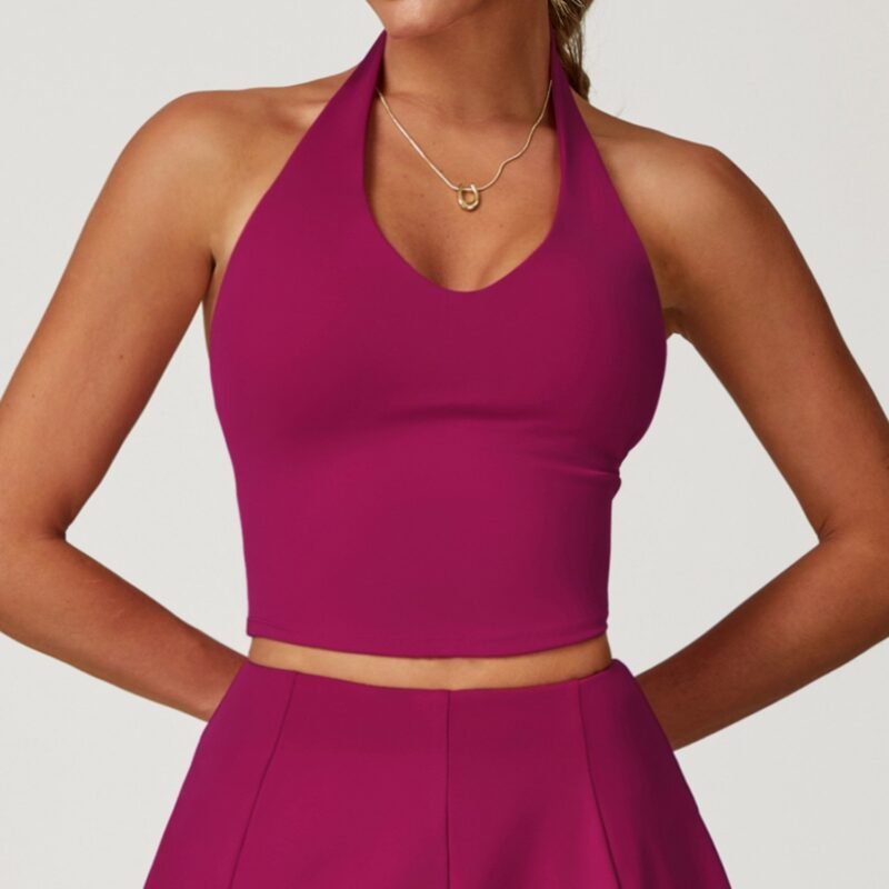 Women's Cross - Border Naked - Feel Yoga Tank: Racerback, Quick - Dry, Halter - Neck Sports Bra for Running & Fitness 3030
