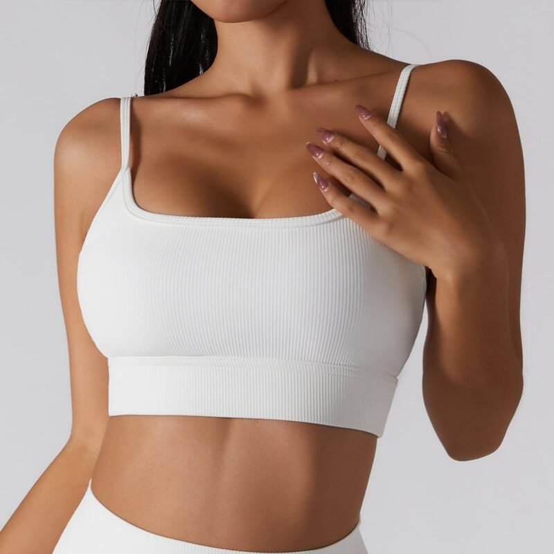 New - Style Back - Exposing Sports Bra - Threaded, Ideal for Yoga, Running and Fitness, European and American - Style Strappy Yoga Wear for Women（6256）