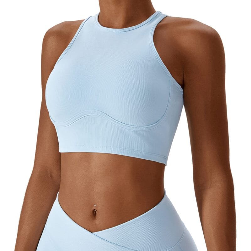 High - Intensity Shock - Absorbing Sports Tank Top - Threaded, Hollow Back Design, Slim - Fit Yoga Bra（8333）