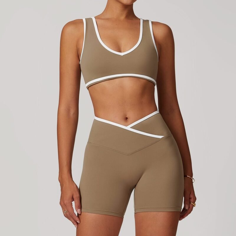Women's Color - Blocking Wide - Strap Sports Bra: Shock - Proof, One - Piece Yoga Top for Outdoor Fitness 8843