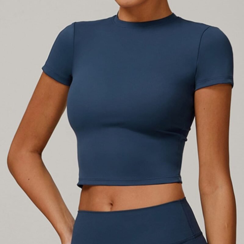 Women's Tight Brushed Yoga T - Shirt: Slim - Fit, Versatile Outdoor Sports Short - Sleeve for Fitness & Yoga 8886