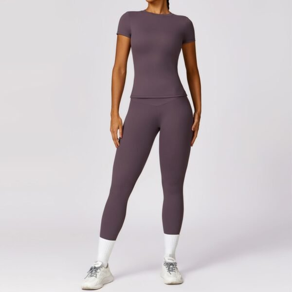 EcoSkin Tight Quick-Dry Yoga Set - Women's Long-Sleeve Top & Pants for High-Performance Workouts 8455 - 图片 4
