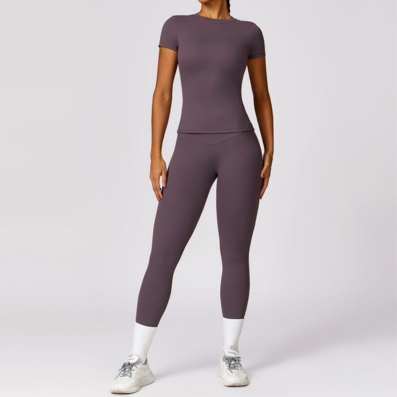 EcoSkin Tight Quick-Dry Yoga Set - Women's Long-Sleeve Top & Pants for High-Performance Workouts 8455