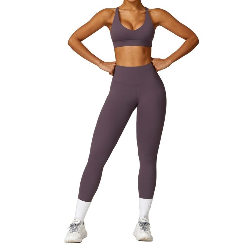 EcoSkin Tight Quick-Dry Yoga Set - Women's Long-Sleeve Top & Pants for High-Performance Workouts 8455