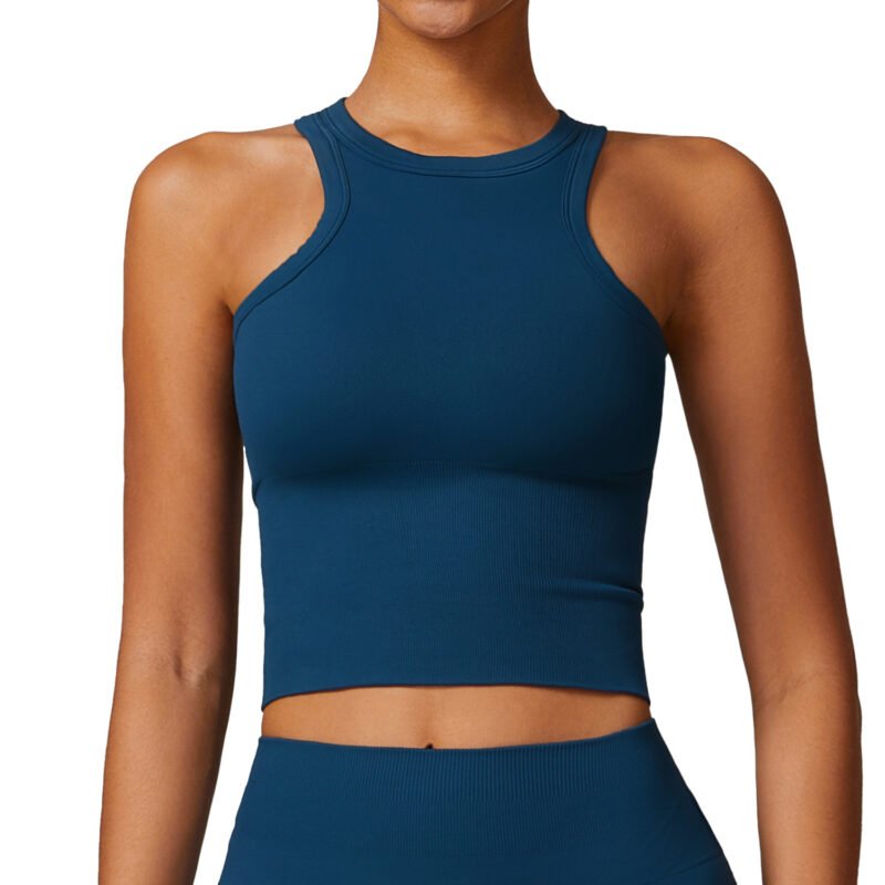 Seamless Slim - Fit Yoga Tank with I - shaped Back - All - in - One Tummy - Concealing Sports Top for Women（7725）