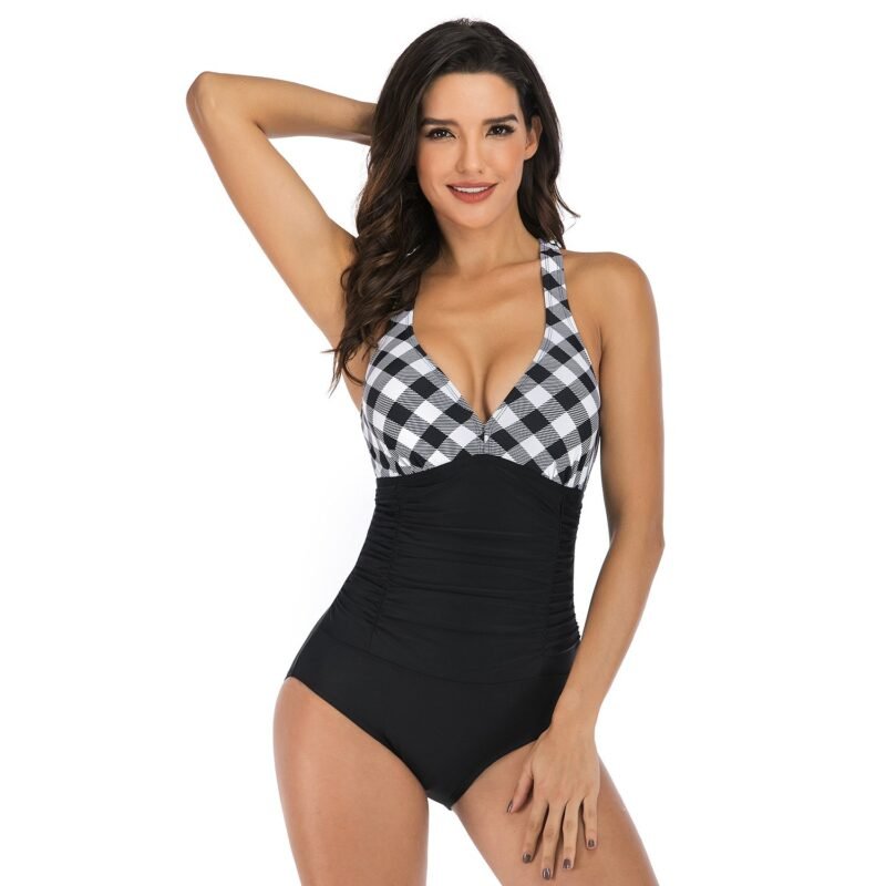 In - Stock European and American One - Piece Swimsuit for Women - Half - Body Floral Print, Sexy and Conservative Design（ HS18110A）