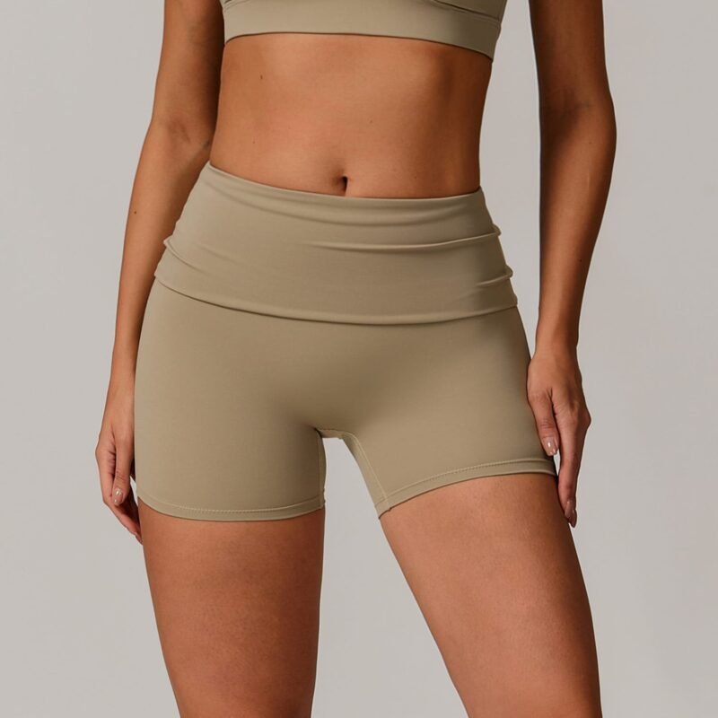 Women's Eco - Friendly Recycled Fold - Over Waist Yoga Shorts: High - Waisted, Hip - Lifting for Running & Fitness 8998