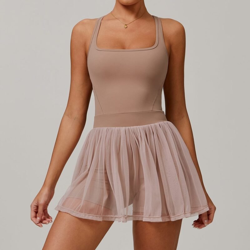 Women's Fake Two - Piece Eco - Friendly Recycled Dress: Mesh Breathable, Quick - Dry, Running & Anti - Exposure Tennis Dress 9091