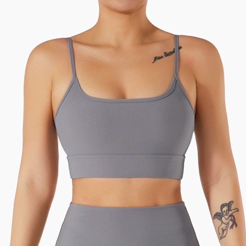 New - Style Back - Exposing Sports Bra - Threaded, Ideal for Yoga, Running and Fitness, European and American - Style Strappy Yoga Wear for Women（6256）