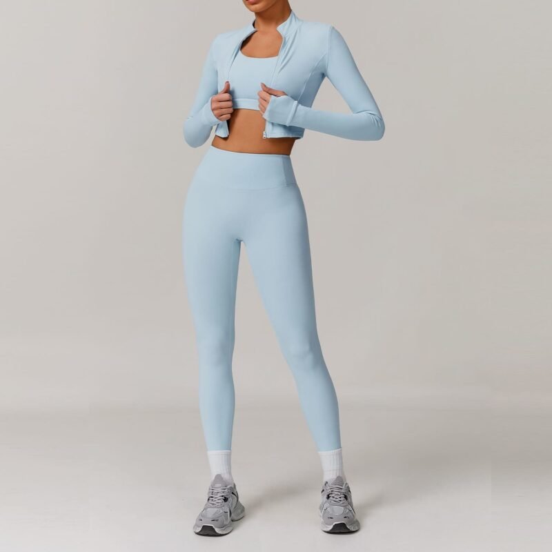 Cloud-Feel Outdoor Tight Yoga Set - 3-Piece Moisture-Wicking Fitness Wear for Women (TZ8047)