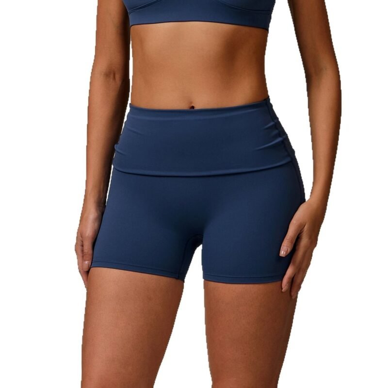 Women's Eco - Friendly Recycled Fold - Over Waist Yoga Shorts: High - Waisted, Hip - Lifting for Running & Fitness 8998