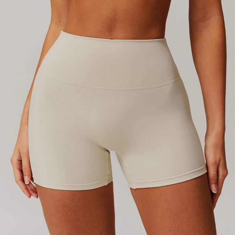 Brushed High - Waisted Yoga Shorts - Tummy - Control, Peach - Butt - Lifting, Slim - Fit for Running and Fitness（8518）