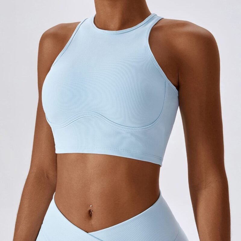 High - Intensity Shock - Absorbing Sports Tank Top - Threaded, Hollow Back Design, Slim - Fit Yoga Bra（8333）