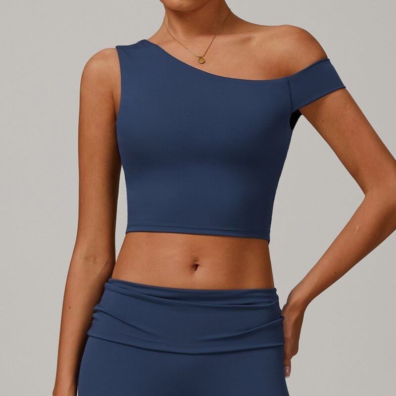 Women's Cross - Border Eco - Friendly Recycled Yoga Tank: Asymmetric One - Shoulder Running & Fitness Top 9207