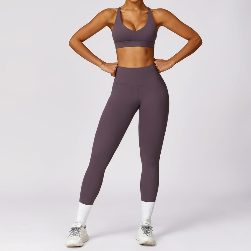 EcoSkin Tight Quick-Dry Yoga Set - Women's Long-Sleeve Top & Pants for High-Performance Workouts 8455