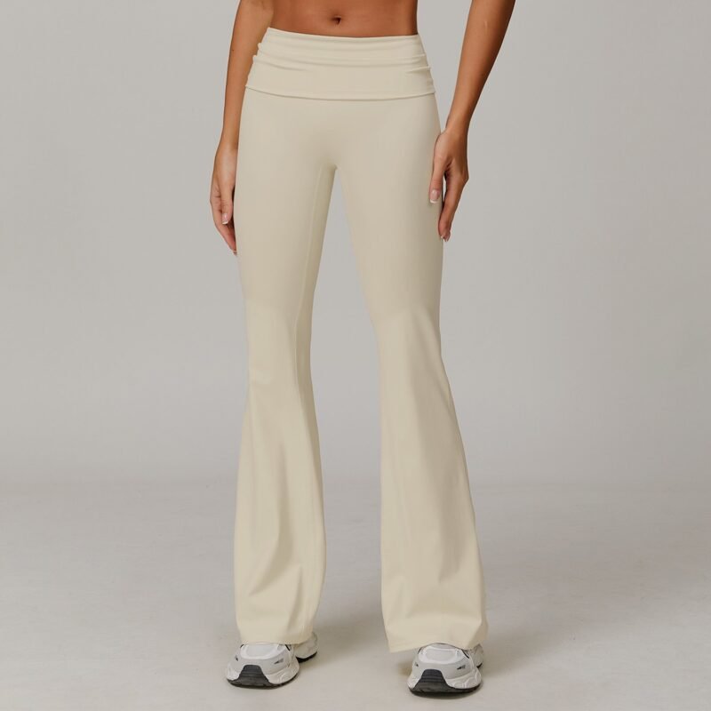 Women's Eco - Friendly Recycled Fold - Over High - Waisted Yoga Pants: Flared Running & Casual Versatile Trousers 8998