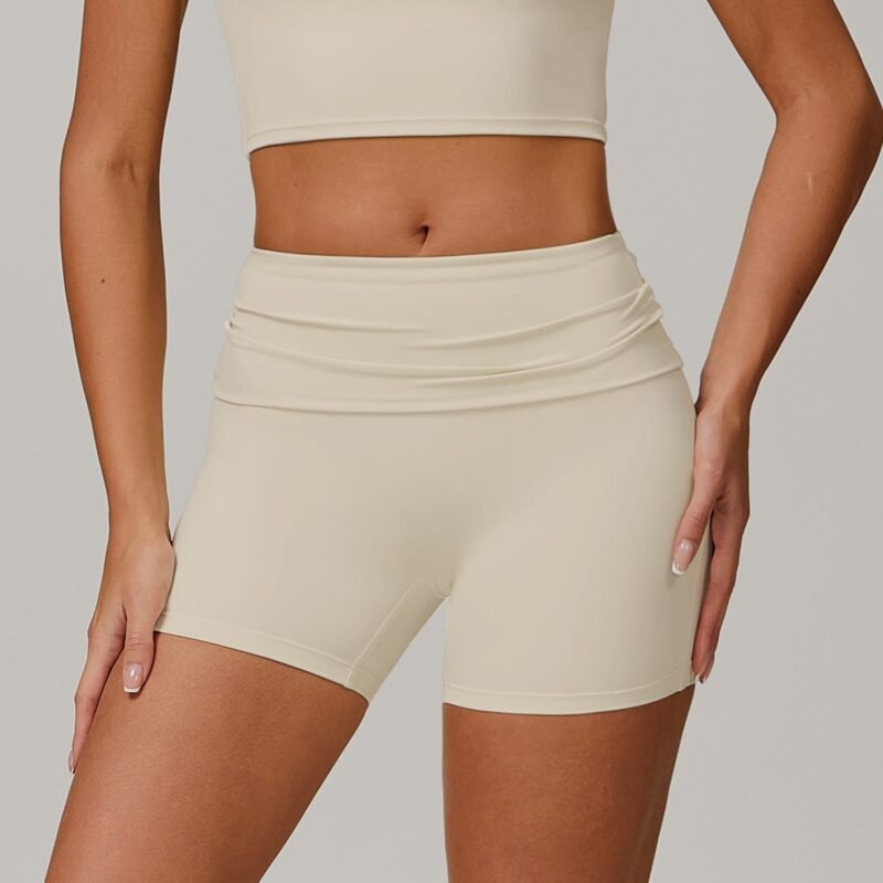 Women's Eco - Friendly Recycled Fold - Over Waist Yoga Shorts: High - Waisted, Hip - Lifting for Running & Fitness 8998