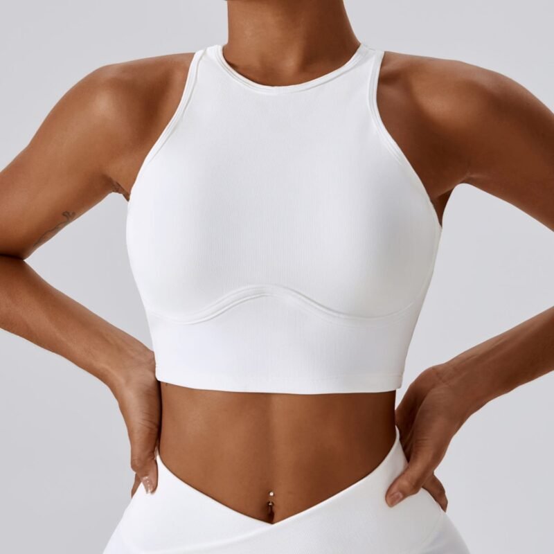 High - Intensity Shock - Absorbing Sports Tank Top - Threaded, Hollow Back Design, Slim - Fit Yoga Bra（8333）