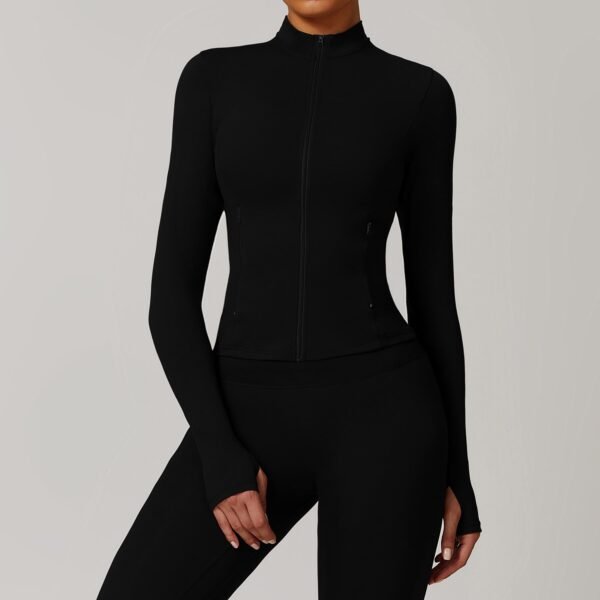 Women's Fall/Winter Zippered Long - Sleeve Quick - Dry Yoga Jacket: Outdoor Casual Top for Running & Fitness  DCX9000 - 图片 5