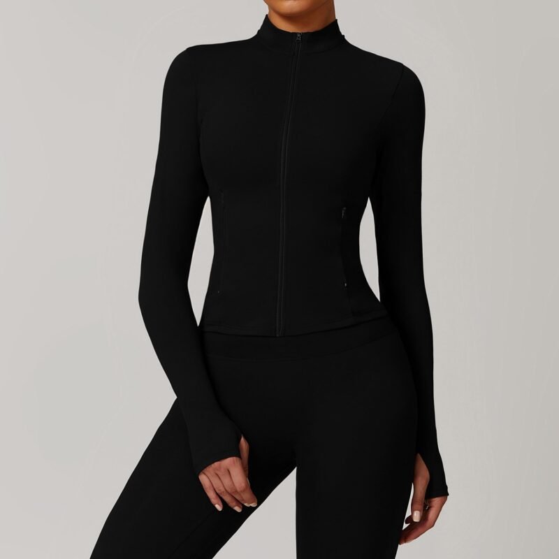 Women's Fall/Winter Zippered Long - Sleeve Quick - Dry Yoga Jacket: Outdoor Casual Top for Running & Fitness  DCX9000