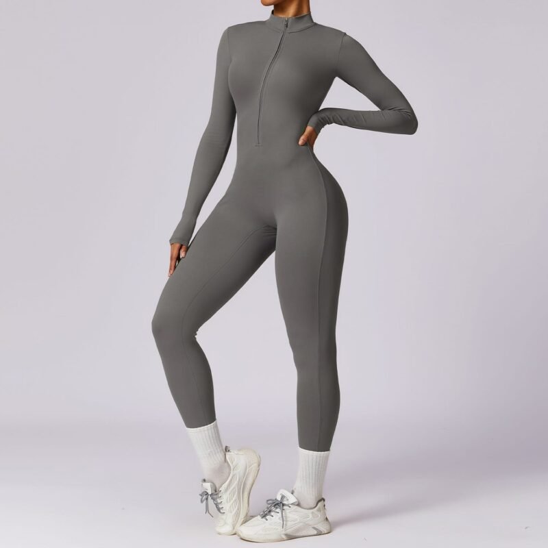 Women's Nude Feel Long Sleeve Zipper Yoga Romper | High-Intensity Activewear for Fitness & Workout（8306）