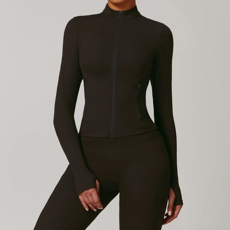 Women's Fall/Winter Zippered Long - Sleeve Quick - Dry Yoga Jacket: Outdoor Casual Top for Running & Fitness  DCX9000