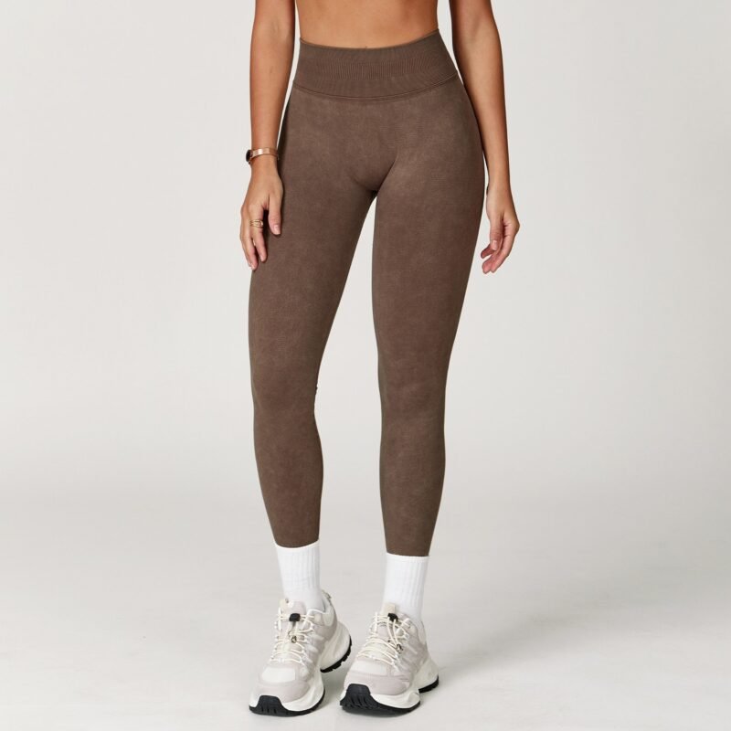 Women's Seamless Stone - Washed Yoga Pants: High - Waisted, Hip - Lifting, Tight - Fit Long Trousers for Running & Fitness 5064