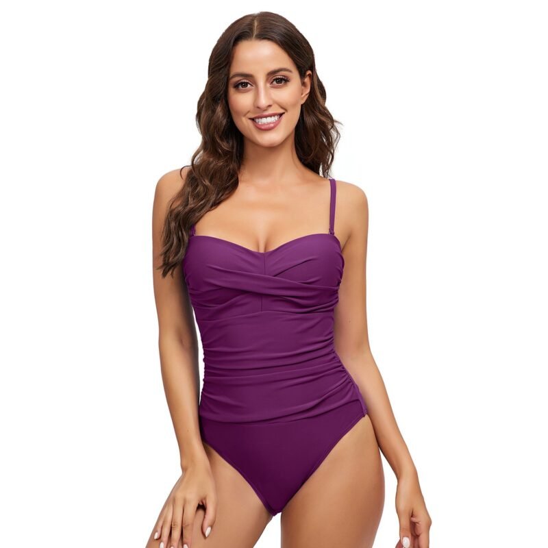 Women's Solid - Color Backless Triangle Halter One - Piece Swimsuit - Twisted Front, European & American Sexy Swimwear（ DSJ0019）