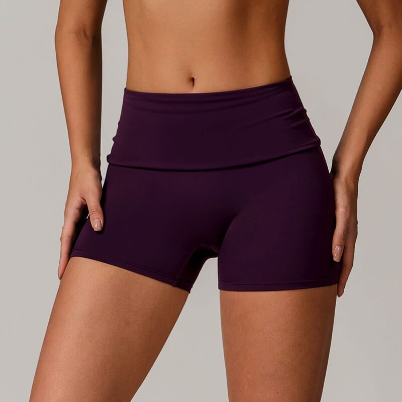 Women's Eco - Friendly Recycled Fold - Over Waist Yoga Shorts: High - Waisted, Hip - Lifting for Running & Fitness 8998
