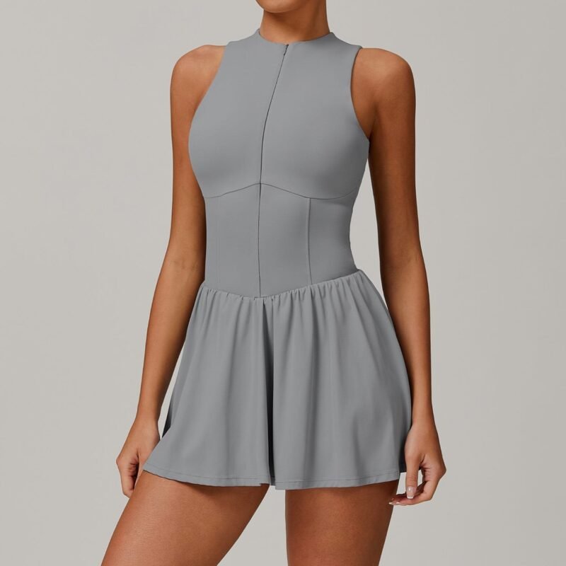 Women's Cloud - Feel Fake Two - Piece Stand - Collar Dress: Outdoor Running, Anti - Exposure, Lined A - Line Skirt Tennis Dress 9094