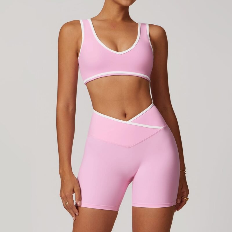 Women's Color - Blocking Wide - Strap Sports Bra: Shock - Proof, One - Piece Yoga Top for Outdoor Fitness 8843